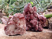 Natural Red Hematoid Quartz Clusters x 2 From Karoi, Zimbabwe