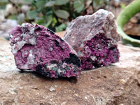 Natural Salrose Cobaltion Dolomite with Malachite Specimens x 12 From Kakanda, Congo