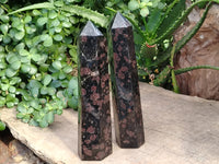 Polished Rare Iolite Towers with Pink Feldspar Spots x 2 From Madagascar