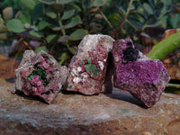 Natural Salrose Cobaltion Dolomite with Malachite Specimens x 12 From Kakanda, Congo