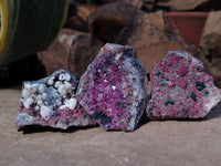 Natural Salrose Cobaltion Dolomite with Malachite Specimens x 12 From Kakanda, Congo