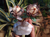 Hand Made Gemstone Protea Flower Trees x 3 From South Africa