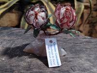 Hand Made Gemstone Protea Flower Trees x 3 From South Africa