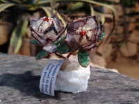 Hand Made Gemstone Protea Flower Trees x 3 From South Africa