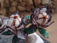 Hand Made Gemstone Protea Flower Trees x 3 From South Africa