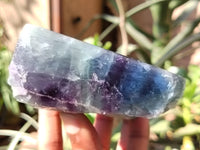 Polished On One Side Watermelon Fluorite Specimens x 3 From Uis, Namibia