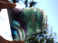 Polished On One Side Watermelon Fluorite Specimens x 3 From Uis, Namibia