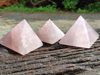 Polished Rose Quartz Pyramids x 4 From Madagascar