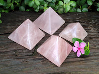 Polished Rose Quartz Pyramids x 4 From Madagascar