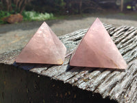 Polished Rose Quartz Pyramids x 4 From Madagascar