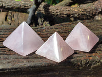 Polished Rose Quartz Pyramids x 4 From Madagascar