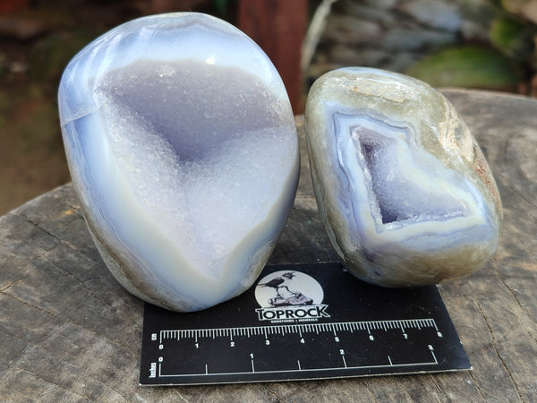 Polished Blue Lace Agate Geodes x 6 From Nsanje, Malawi