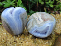 Polished Blue Lace Agate Geodes x 6 From Nsanje, Malawi