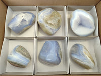 Polished Blue Lace Agate Geodes x 6 From Nsanje, Malawi