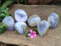 Polished Blue Lace Agate Geodes x 6 From Nsanje, Malawi