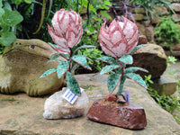 Hand Made Gemstone Protea Flower Trees x 3 From South Africa