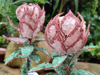 Hand Made Gemstone Protea Flower Trees x 3 From South Africa