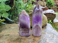 Polished Chevron Amethyst Points x 2 From Ankazobe, Madagascar