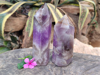 Polished Chevron Amethyst Points x 2 From Ankazobe, Madagascar