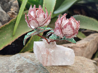 Hand Made Gemstone Double Protea Flower Trees x 3 From South Africa