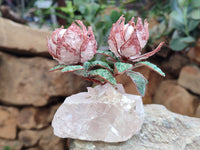 Hand Made Gemstone Double Protea Flower Trees x 3 From South Africa