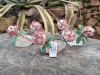 Hand Made Gemstone Double Protea Flower Trees x 3 From South Africa