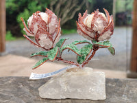 Hand Made Gemstone Double Protea Flower Trees x 3 From South Africa