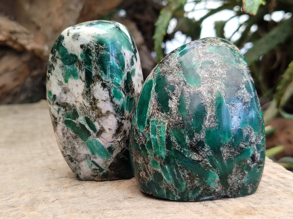 Polished Emerald Mica In Matrix Standing Free Forms x 4 From Mutoko, Zimbabwe