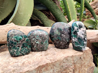 Polished Emerald Mica In Matrix Standing Free Forms x 4 From Mutoko, Zimbabwe