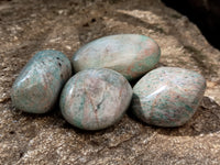 Polished Amazonite Palm Stones x 24 From Zimbabwe