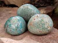 Polished Amazonite Palm Stones x 24 From Zimbabwe