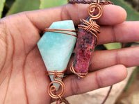 Hand Made Copper Wire Wrapped Pendants x 6 From Southern Africa