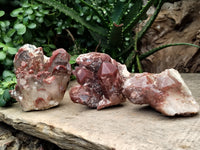 Natural Red Hematoid Quartz Clusters x 3 From Karoi, Zimbabwe