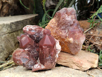 Natural Red Hematoid Quartz Clusters x 3 From Karoi, Zimbabwe