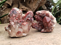 Natural Red Hematoid Quartz Clusters x 3 From Karoi, Zimbabwe