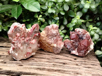 Natural Red Hematoid Quartz Clusters x 3 From Karoi, Zimbabwe