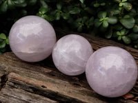 Polished Lavender Rose Quartz Spheres x 3 From Ambatondrazaka, Madagascar