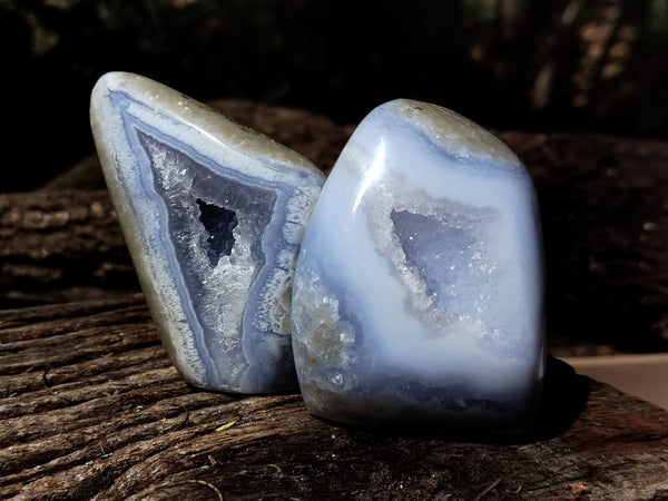 Polished Blue Lace Agate Geodes x 6 From Nsanje, Malawi