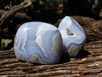 Polished Blue Lace Agate Geodes x 6 From Nsanje, Malawi