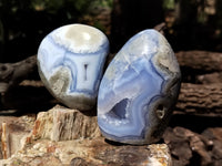 Polished Blue Lace Agate Geodes x 6 From Nsanje, Malawi