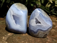 Polished Blue Lace Agate Geodes x 6 From Nsanje, Malawi