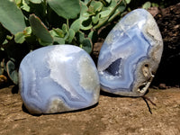 Polished Blue Lace Agate Geodes x 6 From Nsanje, Malawi