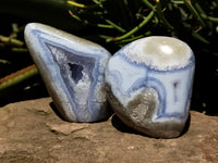 Polished Blue Lace Agate Geodes x 6 From Nsanje, Malawi