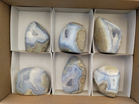 Polished Blue Lace Agate Geodes x 6 From Nsanje, Malawi