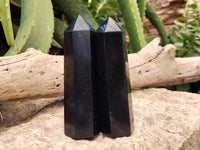 Polished Black Basalt Points x 6 From Antsirabe, Madagascar