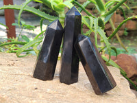 Polished Black Basalt Points x 6 From Antsirabe, Madagascar