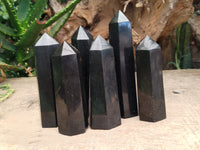 Polished Black Basalt Points x 6 From Antsirabe, Madagascar