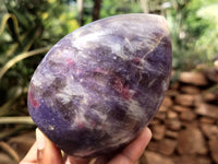 Polished Lepidolite with Pink Rubellite Standing Free Forms x 3 From Madagascar