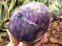 Polished Lepidolite with Pink Rubellite Standing Free Forms x 3 From Madagascar