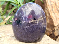 Polished Lepidolite with Pink Rubellite Standing Free Forms x 3 From Madagascar